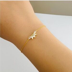 925 Silver Marquise Diamond Bracelet,18 k gold plated floral bracelet